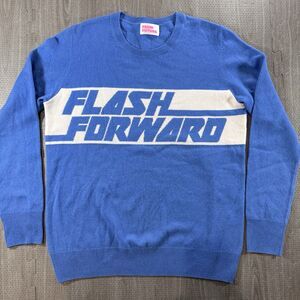 FROM FUTURE Flash Forward Women’s Large  Blue And White 100% Cashmere Sweater
